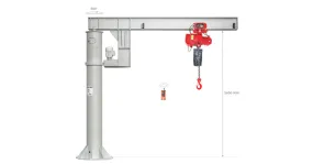 kolomzwenkkraan elektrisch 2T gieklengte 3 m set met takel en trolley MW Tools